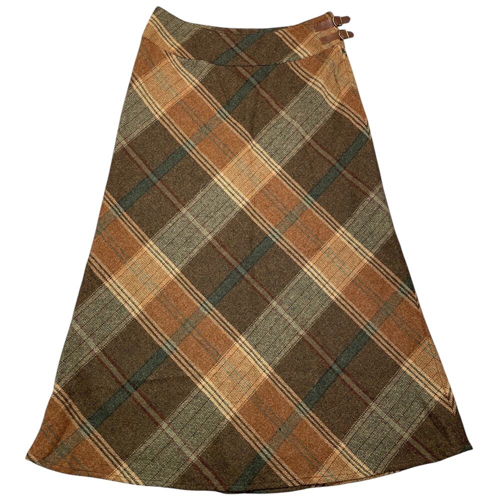 Vintage 1990s Lauren Ralph Lauren Plaid Wool Maxi Skirt